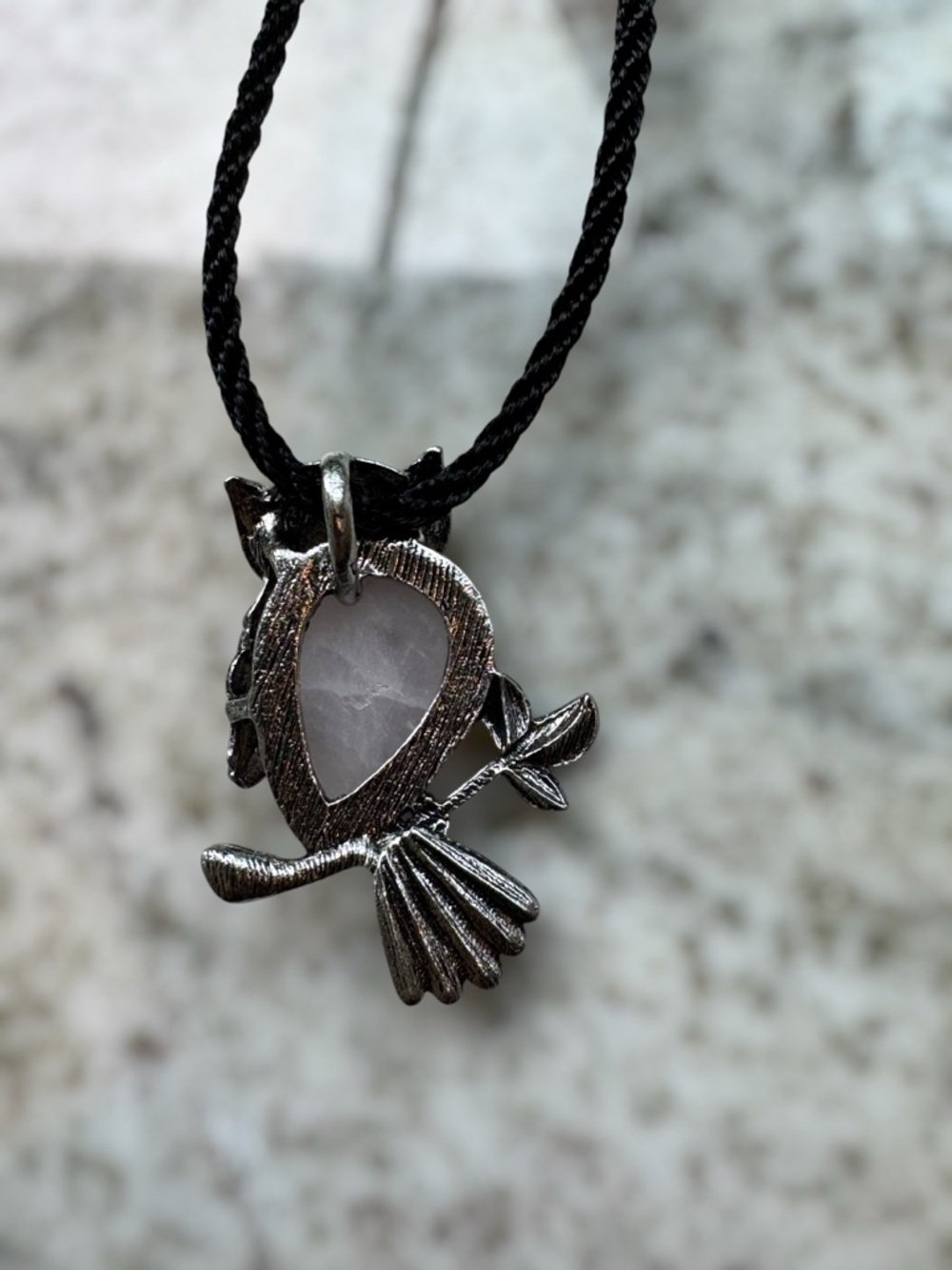 Rose Quartz Owl Pendant Necklace - Picture 5 of 6